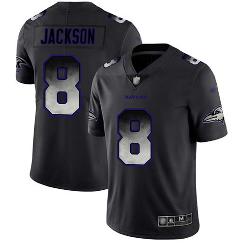 Baltimore Ravens Limited Black Men Lamar Jackson Jersey NFL Football #8 Smoke Fashion